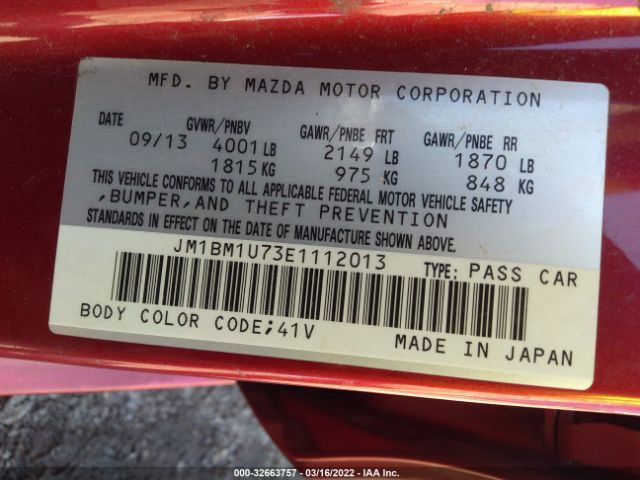 Photo 8 VIN: JM1BM1U73E1112013 - MAZDA 3 