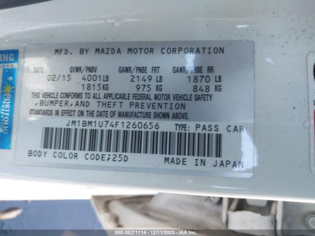 Photo 8 VIN: JM1BM1U74F1260656 - MAZDA MAZDA3 