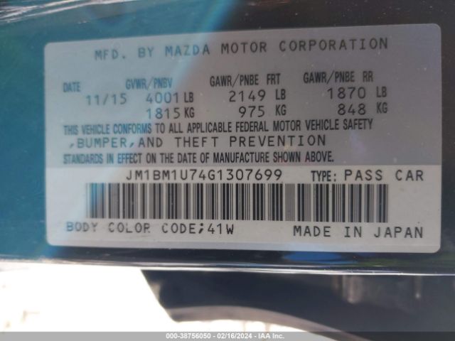 Photo 8 VIN: JM1BM1U74G1307699 - MAZDA MAZDA3 