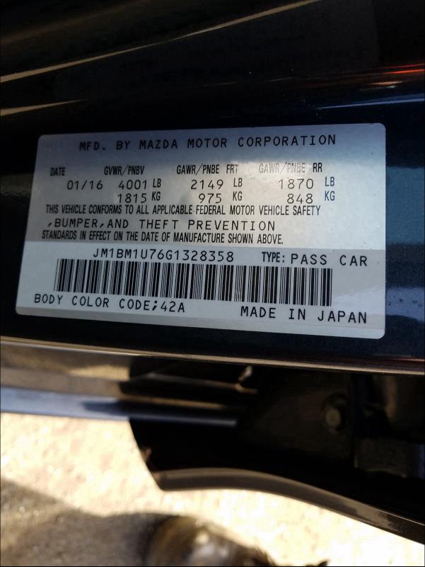 Photo 9 VIN: JM1BM1U76G1328358 - MAZDA 3 