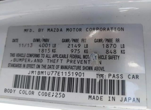 Photo 8 VIN: JM1BM1U77E1151901 - MAZDA MAZDA3 