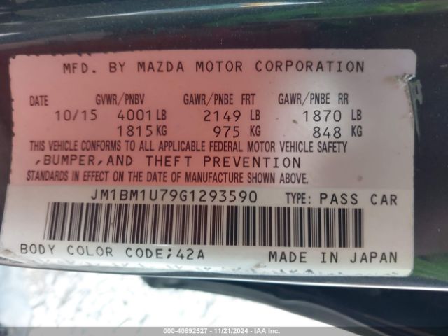 Photo 8 VIN: JM1BM1U79G1293590 - MAZDA MAZDA3 