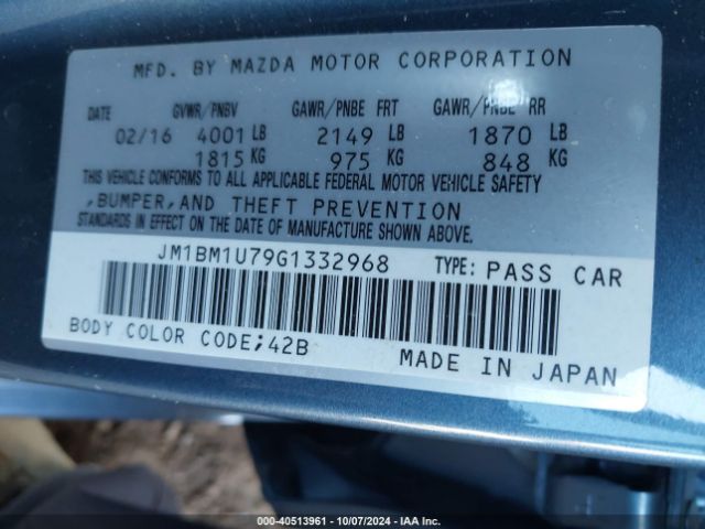 Photo 8 VIN: JM1BM1U79G1332968 - MAZDA MAZDA3 