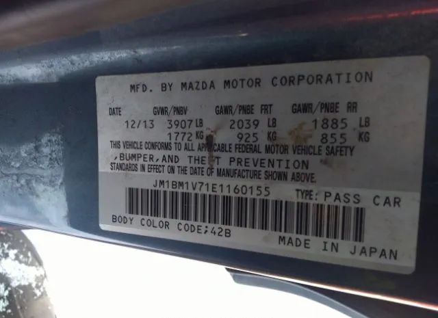 Photo 8 VIN: JM1BM1V71E1160155 - MAZDA MAZDA3 