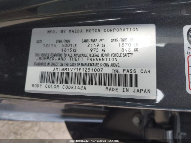 Photo 8 VIN: JM1BM1V71F1251007 - MAZDA MAZDA3 