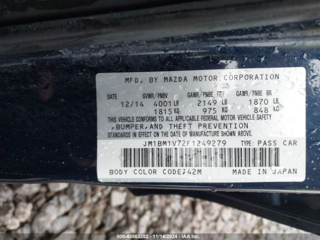 Photo 8 VIN: JM1BM1V72F1249279 - MAZDA MAZDA3 