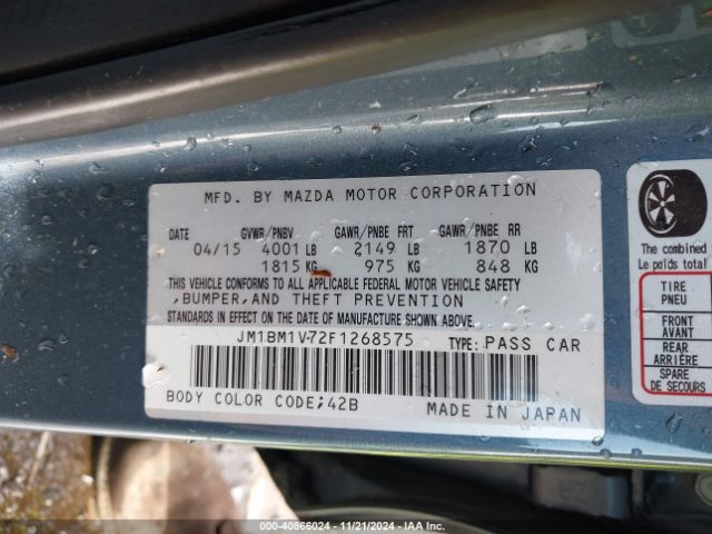 Photo 8 VIN: JM1BM1V72F1268575 - MAZDA MAZDA3 