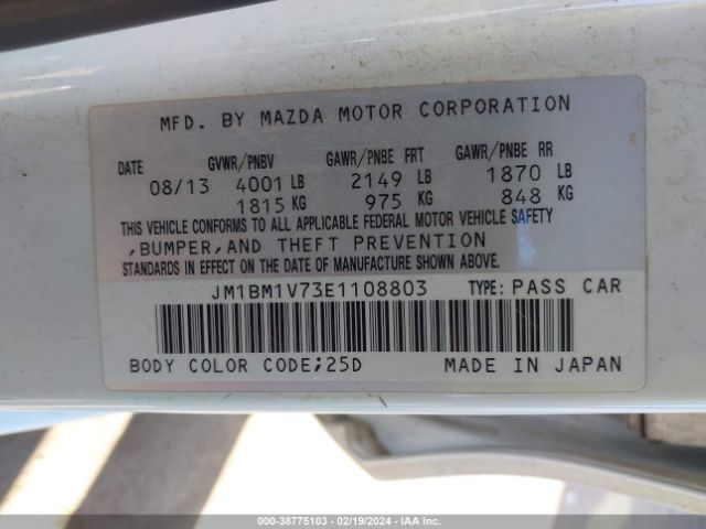 Photo 8 VIN: JM1BM1V73E1108803 - MAZDA MAZDA3 