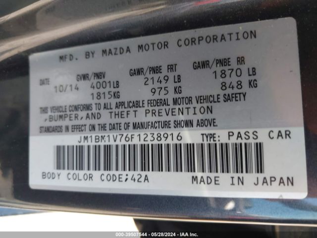 Photo 8 VIN: JM1BM1V76F1238916 - MAZDA 3 