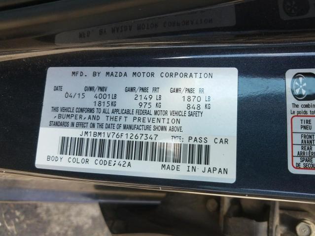 Photo 9 VIN: JM1BM1V76F1267347 - MAZDA 3 TOURING 