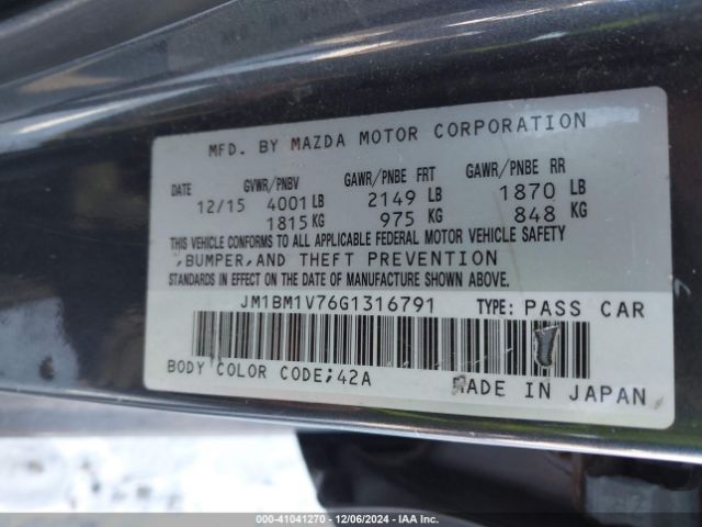 Photo 8 VIN: JM1BM1V76G1316791 - MAZDA MAZDA3 