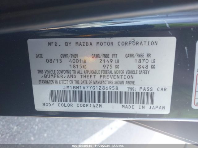 Photo 8 VIN: JM1BM1V77G1286958 - MAZDA MAZDA3 