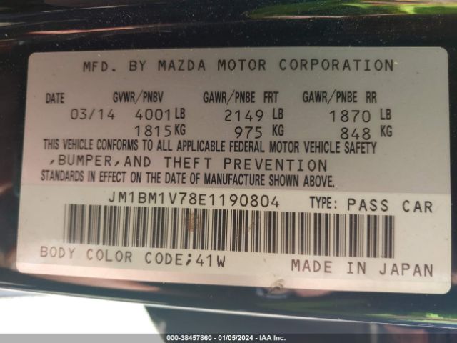 Photo 8 VIN: JM1BM1V78E1190804 - MAZDA MAZDA3 