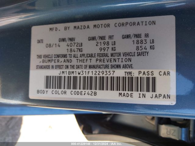 Photo 8 VIN: JM1BM1W31F1229357 - MAZDA MAZDA3 