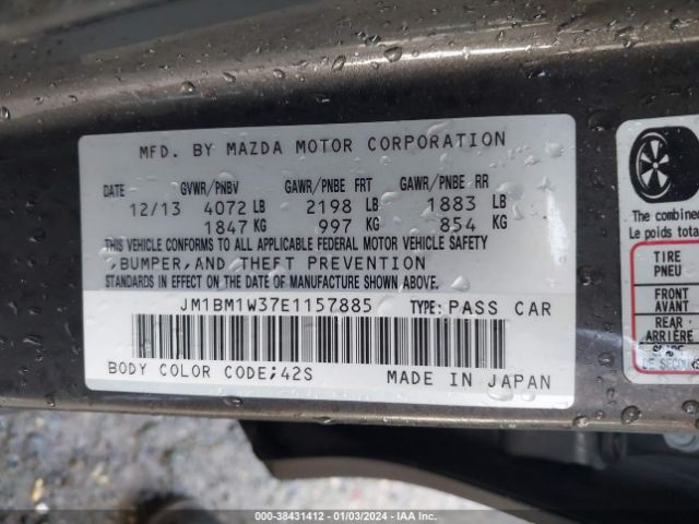 Photo 8 VIN: JM1BM1W37E1157885 - MAZDA MAZDA3 