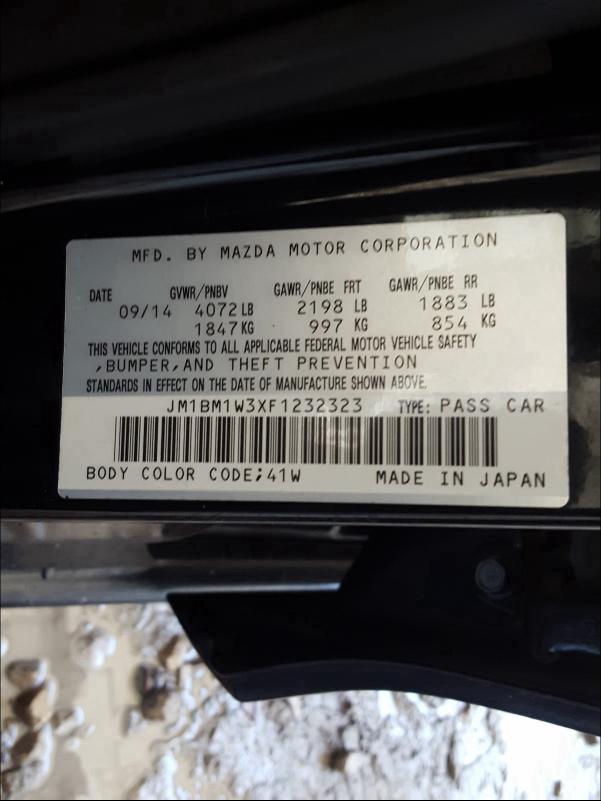 Photo 9 VIN: JM1BM1W3XF1232323 - MAZDA 3 GRAND TO 