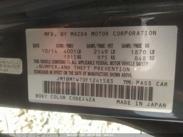 Photo 8 VIN: JM1BM1W70F1241583 - MAZDA 3 