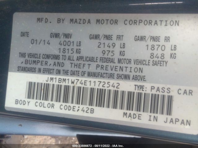 Photo 8 VIN: JM1BM1W74E1172542 - MAZDA 3 