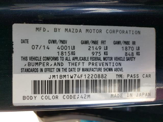 Photo 9 VIN: JM1BM1W74F1220882 - MAZDA 3 GRAND TO 