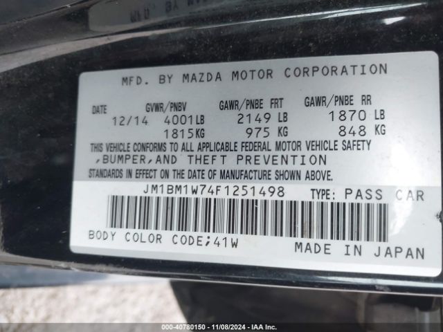 Photo 8 VIN: JM1BM1W74F1251498 - MAZDA MAZDA3 