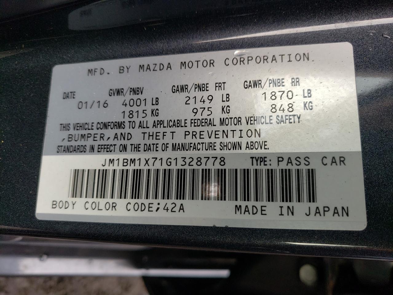 Photo 11 VIN: JM1BM1X71G1328778 - MAZDA 3 