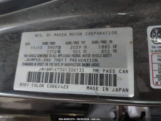 Photo 8 VIN: JM1BM1X73G1306135 - MAZDA MAZDA3 