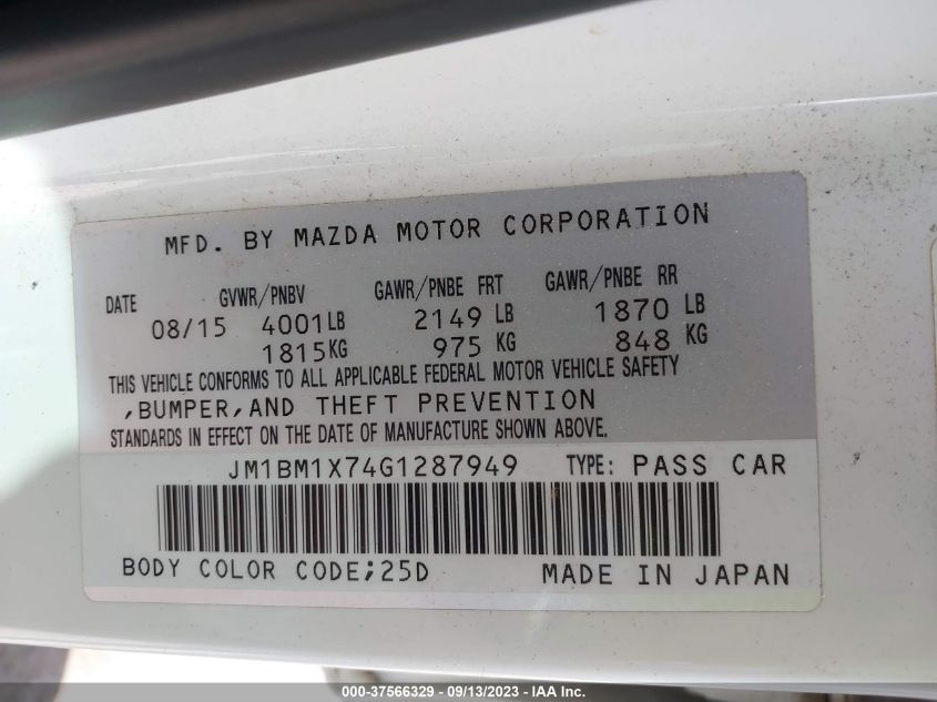 Photo 8 VIN: JM1BM1X74G1287949 - MAZDA 3 