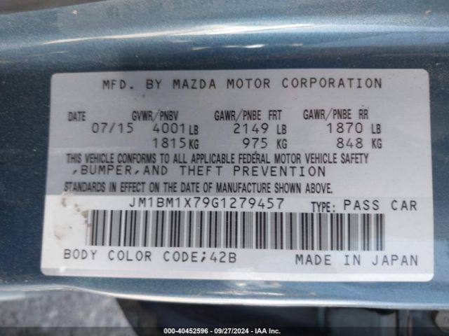 Photo 8 VIN: JM1BM1X79G1279457 - MAZDA MAZDA3 