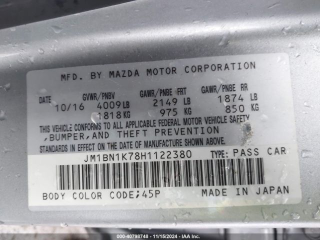 Photo 8 VIN: JM1BN1K78H1122380 - MAZDA MAZDA3 