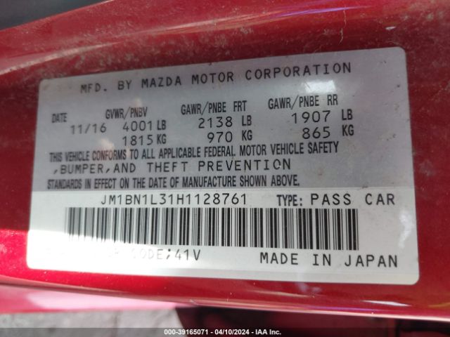 Photo 8 VIN: JM1BN1L31H1128761 - MAZDA MAZDA3 