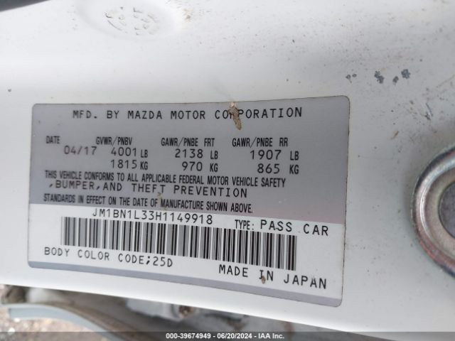 Photo 8 VIN: JM1BN1L33H1149918 - MAZDA MAZDA3 