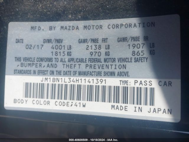 Photo 8 VIN: JM1BN1L34H1141391 - MAZDA MAZDA3 