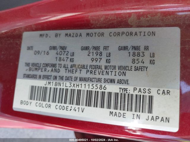 Photo 8 VIN: JM1BN1L3XH1115586 - MAZDA MAZDA3 