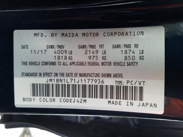 Photo 9 VIN: JM1BN1L71J1177936 - MAZDA 3 TOURING 