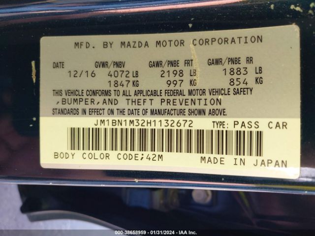 Photo 8 VIN: JM1BN1M32H1132672 - MAZDA MAZDA3 