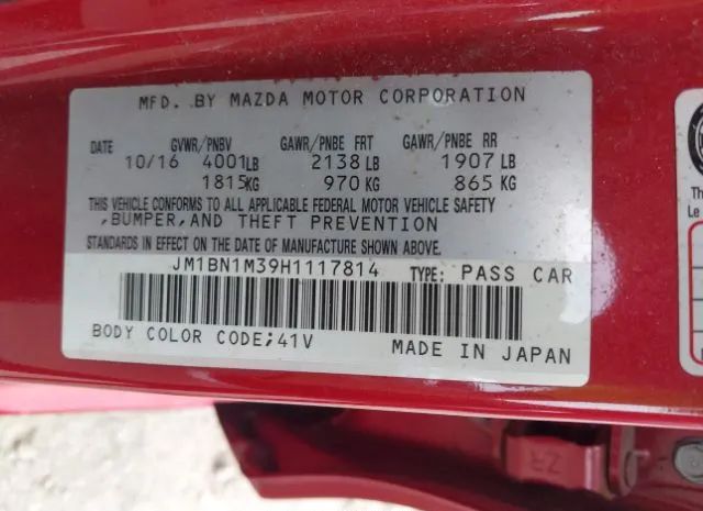 Photo 8 VIN: JM1BN1M39H1117814 - MAZDA MAZDA3 5-DOOR 