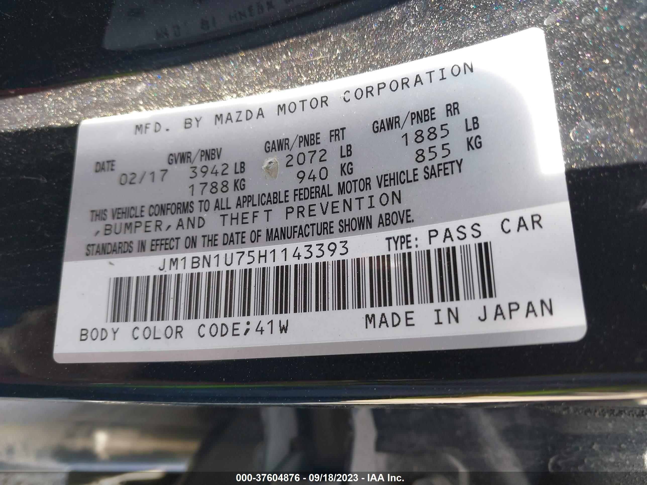 Photo 8 VIN: JM1BN1U75H1143393 - MAZDA 3 