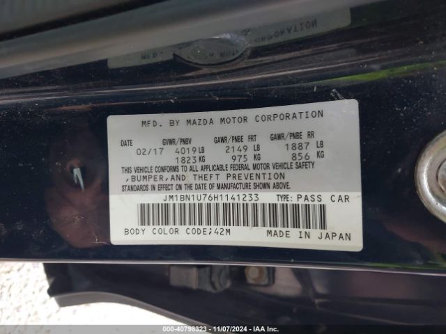 Photo 8 VIN: JM1BN1U76H1141233 - MAZDA MAZDA3 