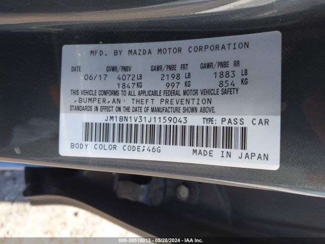 Photo 8 VIN: JM1BN1V31J1159043 - MAZDA MAZDA3 