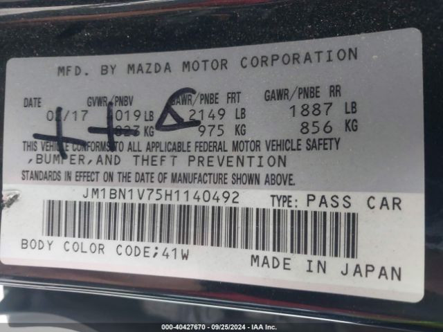 Photo 8 VIN: JM1BN1V75H1140492 - MAZDA MAZDA3 