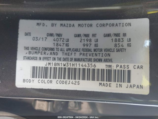 Photo 8 VIN: JM1BN1W31H1144356 - MAZDA 3 