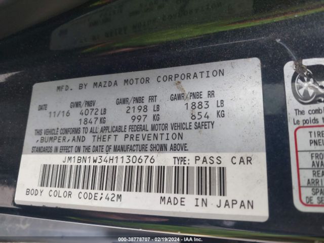 Photo 8 VIN: JM1BN1W34H1130676 - MAZDA MAZDA3 