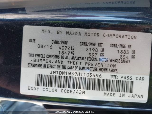 Photo 8 VIN: JM1BN1W39H1105496 - MAZDA MAZDA3 