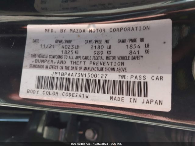 Photo 8 VIN: JM1BPAA73N1500127 - MAZDA MAZDA3 