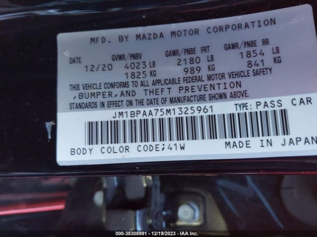 Photo 8 VIN: JM1BPAA75M1325961 - MAZDA MAZDA3 