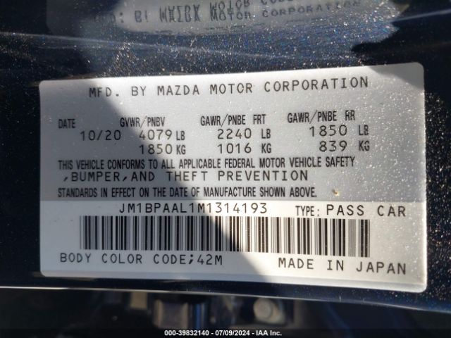 Photo 8 VIN: JM1BPAAL1M1314193 - MAZDA MAZDA3 