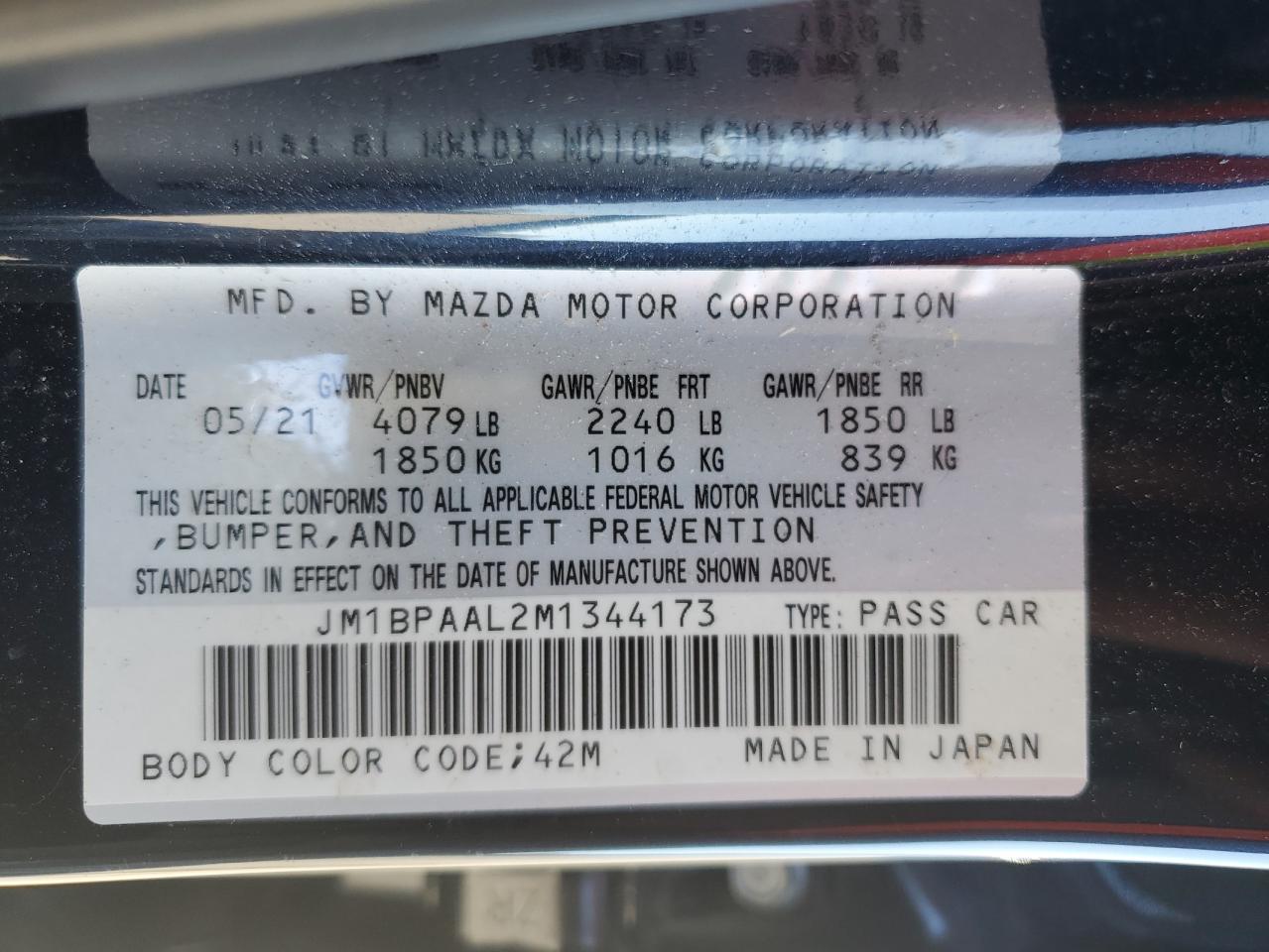 Photo 11 VIN: JM1BPAAL2M1344173 - MAZDA 3 