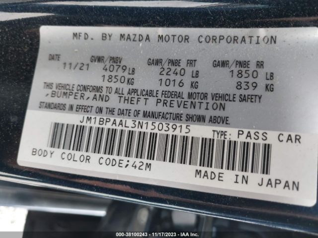 Photo 8 VIN: JM1BPAAL3N1503915 - MAZDA MAZDA3 