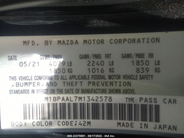 Photo 8 VIN: JM1BPAAL7M1342578 - MAZDA 3 SEDAN 