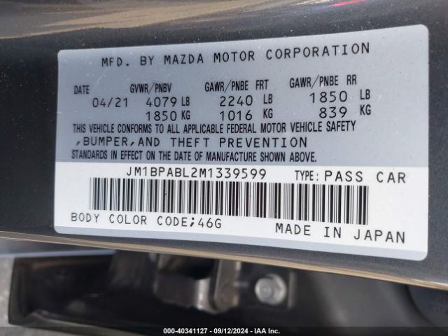 Photo 8 VIN: JM1BPABL2M1339599 - MAZDA MAZDA3 